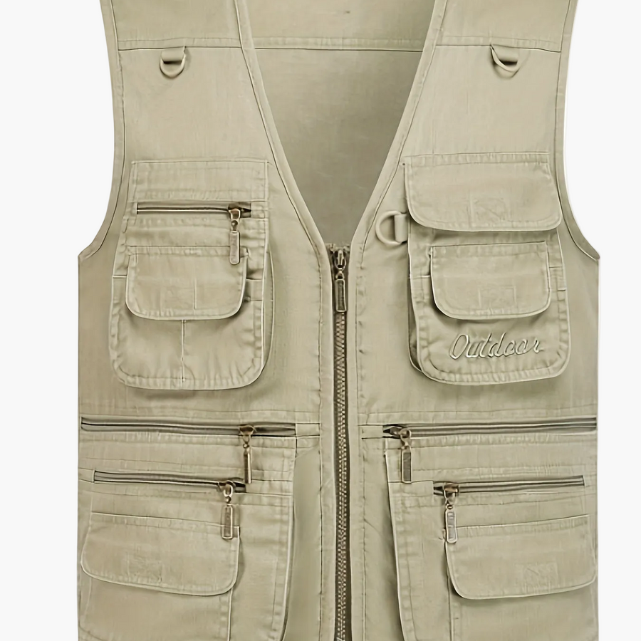 Gilet multi-poches homme style outdoor pour la pêche, la randonnée et la photographie