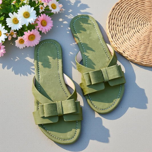 Sandales plates élégantes femme à nœud pour été, style décontracté chic