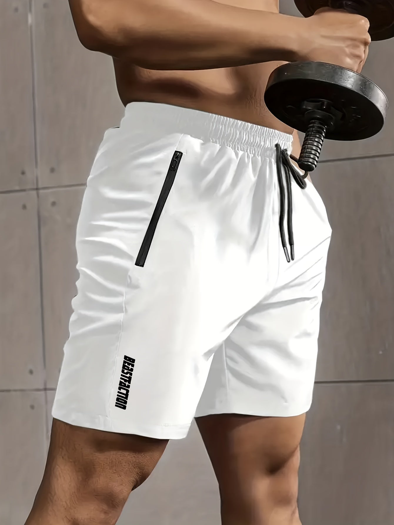 Short de sport pour homme style fitness avec poches zippées - Idéal entraînement et gym