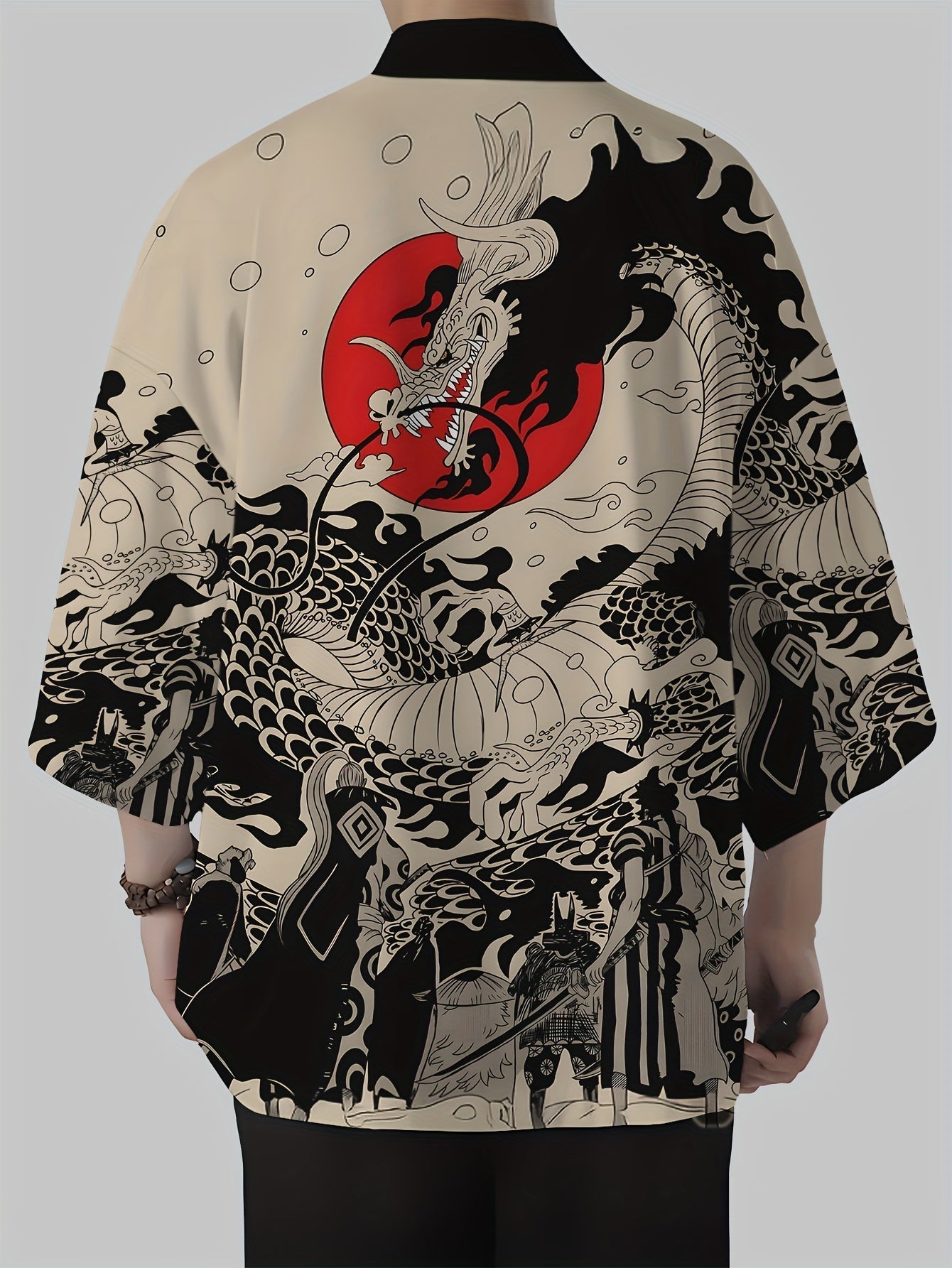 Kimono abierto para hombre estilo streetwear japonés con estampado gráfico artístico
