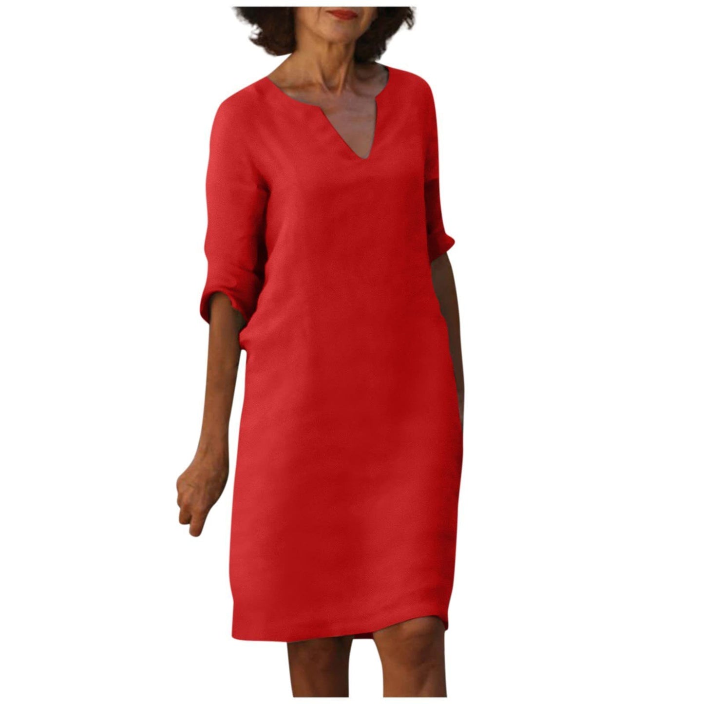 Robe décontractée rétro pour femme, manches mi-longues, style artistique, grande taille, multi-couleurs