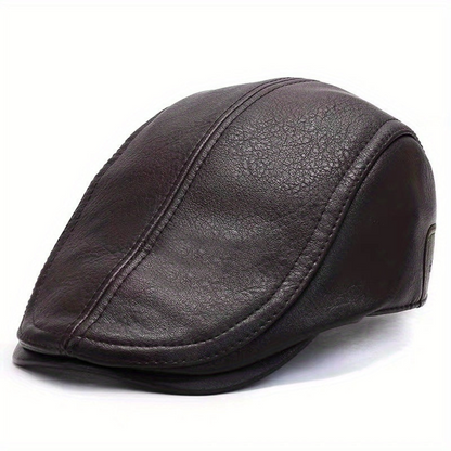 Casquette plate de style gavroche en matériau noir texturé