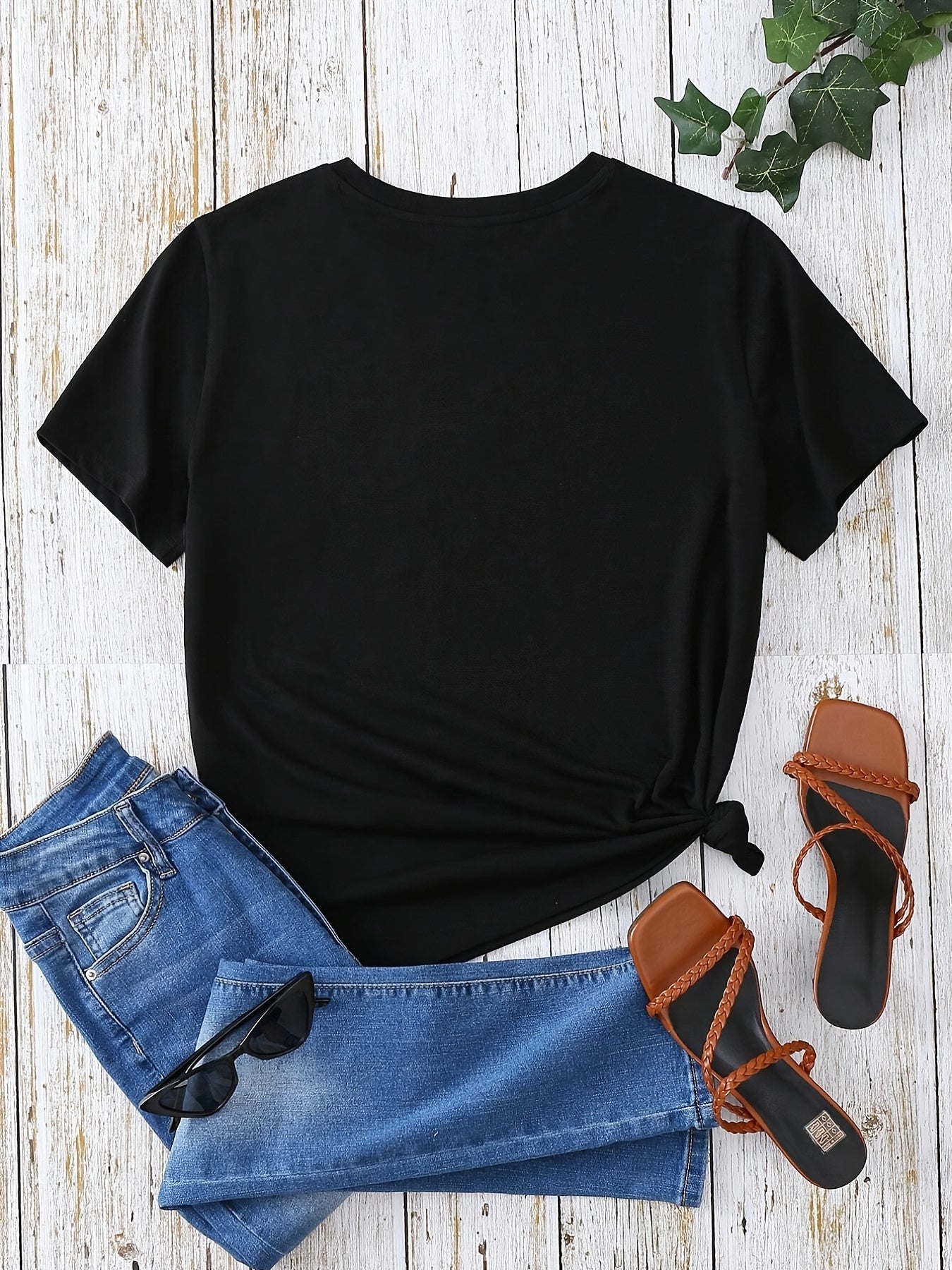 Dames T-shirt Boheemse Stijl Bloemen- en Veerprint, Casual Zomer