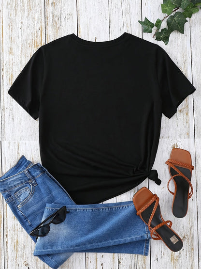 Dames T-shirt Boheemse Stijl Bloemen- en Veerprint, Casual Zomer