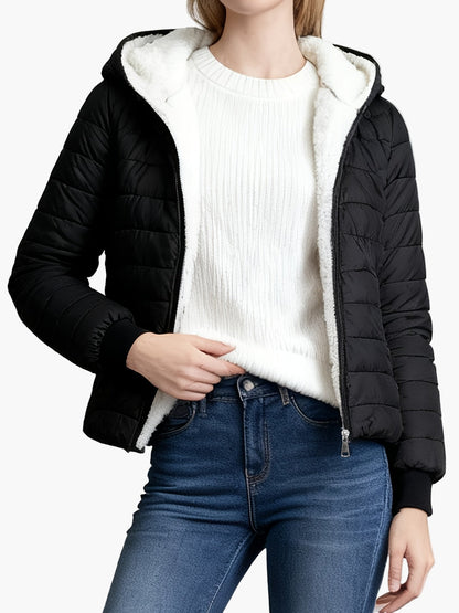 Chaqueta acolchada de invierno para mujer estilo urbano con capucha