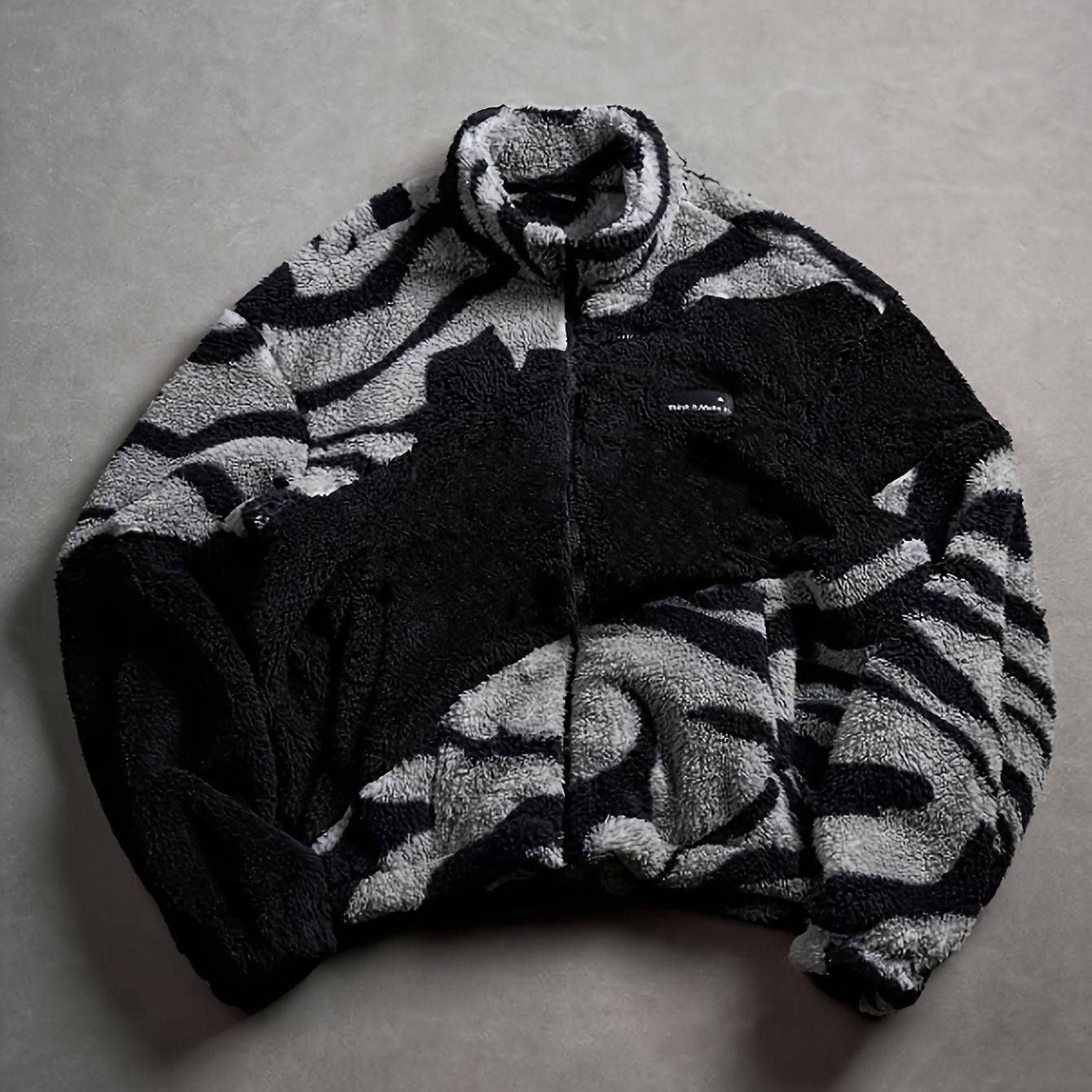 Veste Polaire Zippée Motif Zèbre Bicolore Col Montant