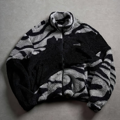 Veste Polaire Zippée Motif Zèbre Bicolore Col Montant
