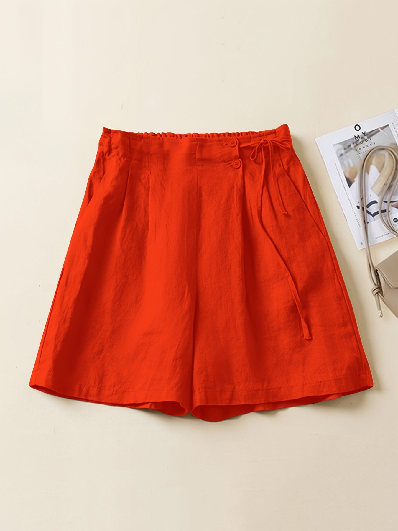 Shorts taille haute femme coupe ample style décontracté été