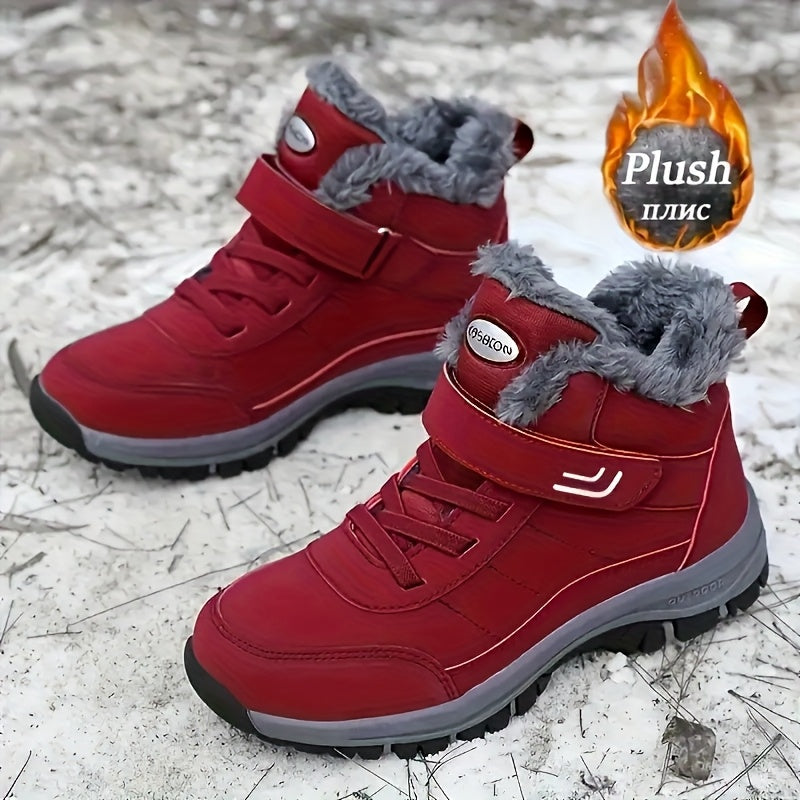 Chaussures montantes fourrées hiver avec semelle antidérapante et fermeture auto-agrippante