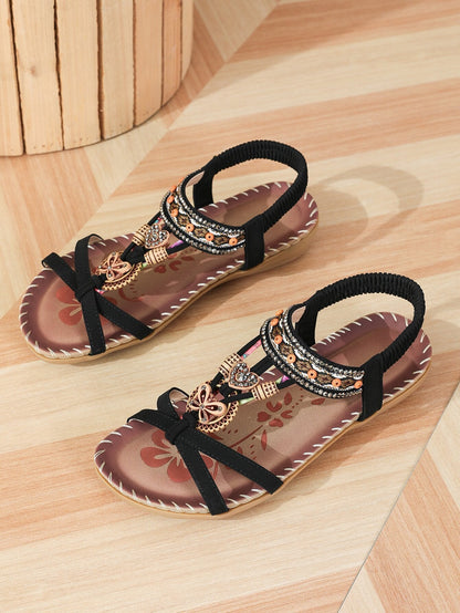 Ruby – Sandalen mit Blumen und Strasssteinen