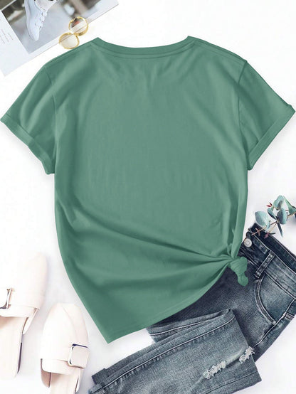 Dames T-shirt Casual Stijl met Wildbloemenpatroon Botanische Illustratie