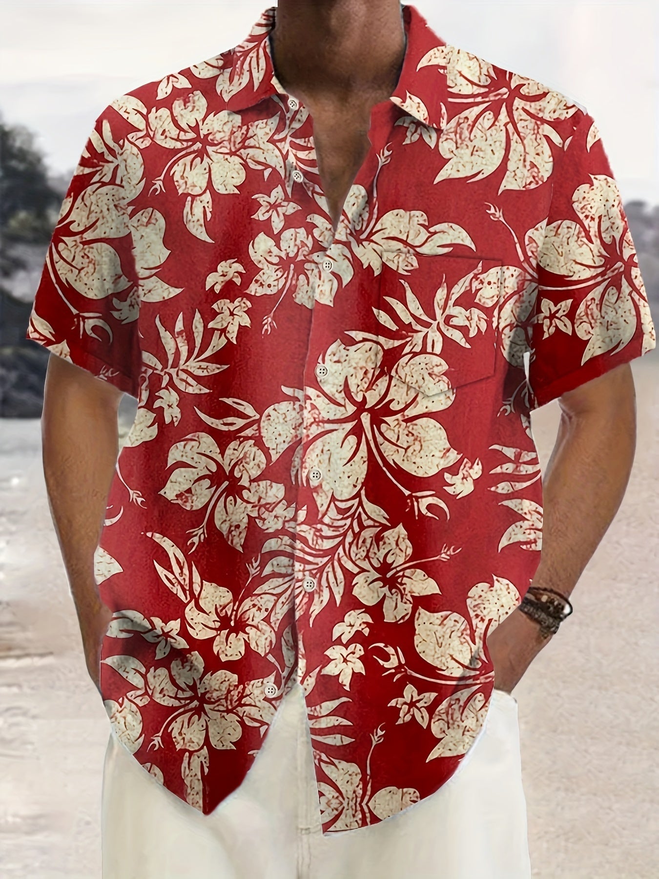 Vintage Hawaiihemd Herren mit Blumenmuster für Urlaub und Sommer
