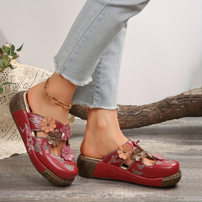 Sabots compensés bohèmes pour femme style fleuri confortable et original
