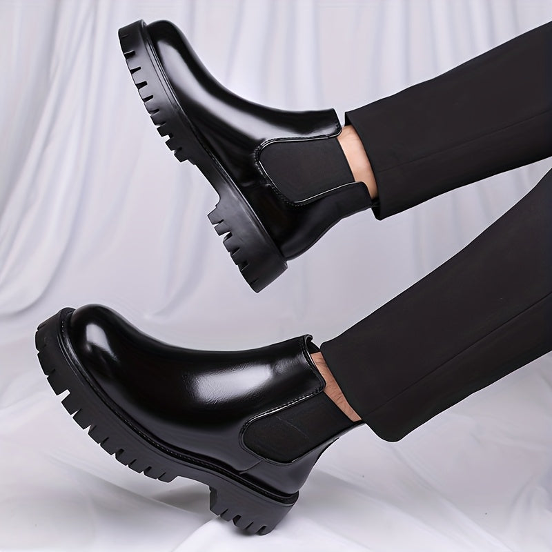 Bottes Chelsea noires à semelle crantée basses pour homme, style bottines classiques
