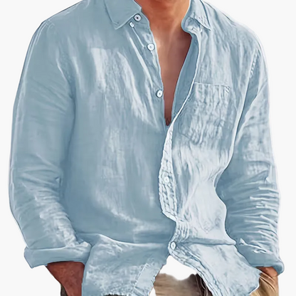 Chemise décontractée pour homme à manches longues style plage – Idéale pour sorties et vacances