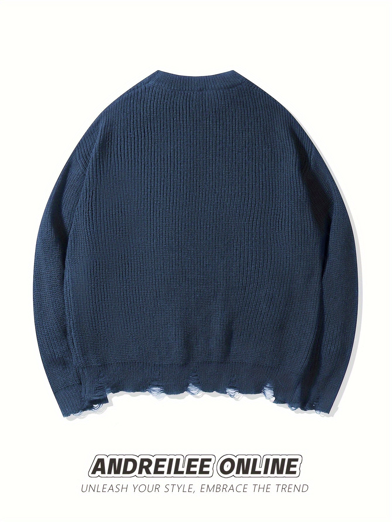 Pull en maille unisexe noir à col rond avec détails de lacets et ourlet effiloché