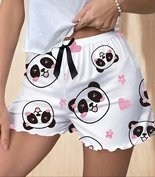 Short de pyjama décontracté pour femme avec motif panda kawaii, idéal pour la nuit et la détente