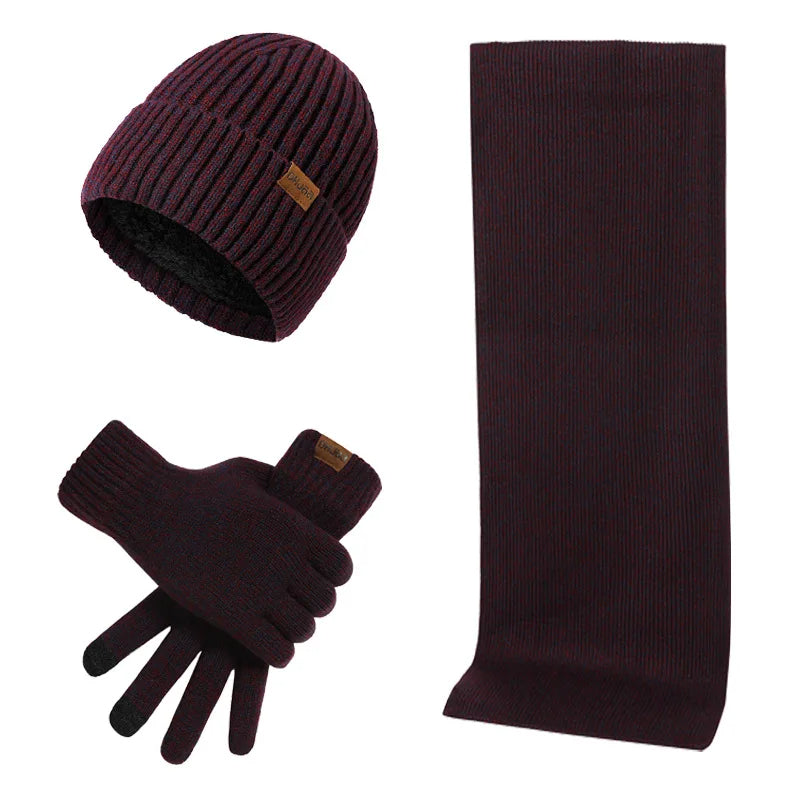 Winter Set: Beanie, Scarf and Knitted Gloves for Men