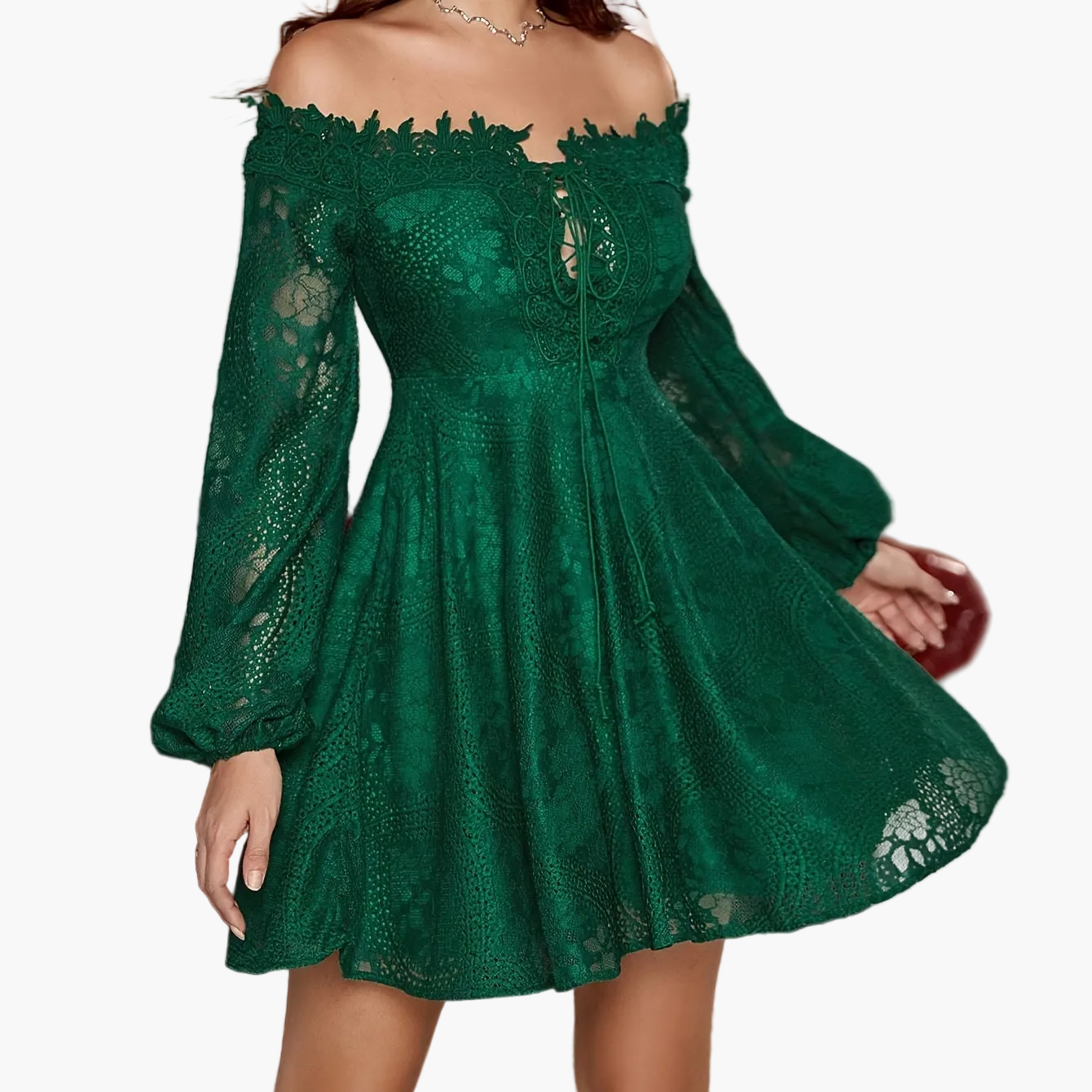 Vestido elegante con hombros descubiertos estilo bohemio para mujer – Noche, cóctel, primavera/verano