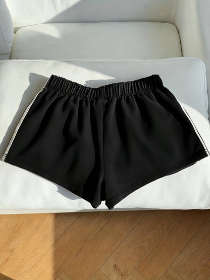 Shorts de sport femme à bandes latérales style décontracté pour running et loisirs