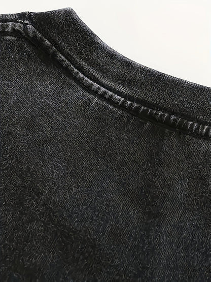 Sweat-shirt délavé noir imprimé motif ours streetwear