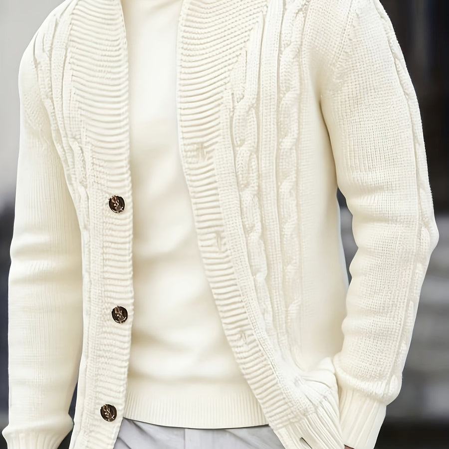 Herren-Cardigan aus Strick mit Schalkragen und Knöpfen