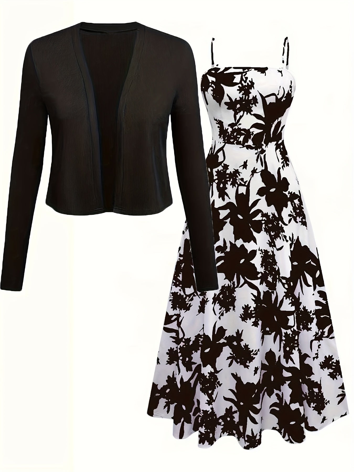 Robe Fleurie et Gilet Léger pour Femme Style Élégant et Décontracté