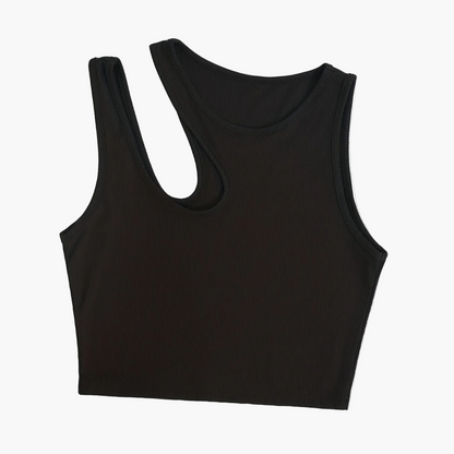 Camiseta sin mangas para mujer estilo asimétrico de moda para el verano - corte corto, look sexy y moderno