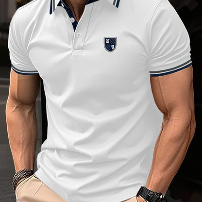 Polo décontracté pour homme style universitaire, col élégant, manches courtes, idéal pour l'été