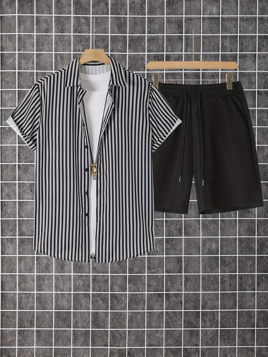 Men's casual striped outfit, modern style, perfect for summer and holidays