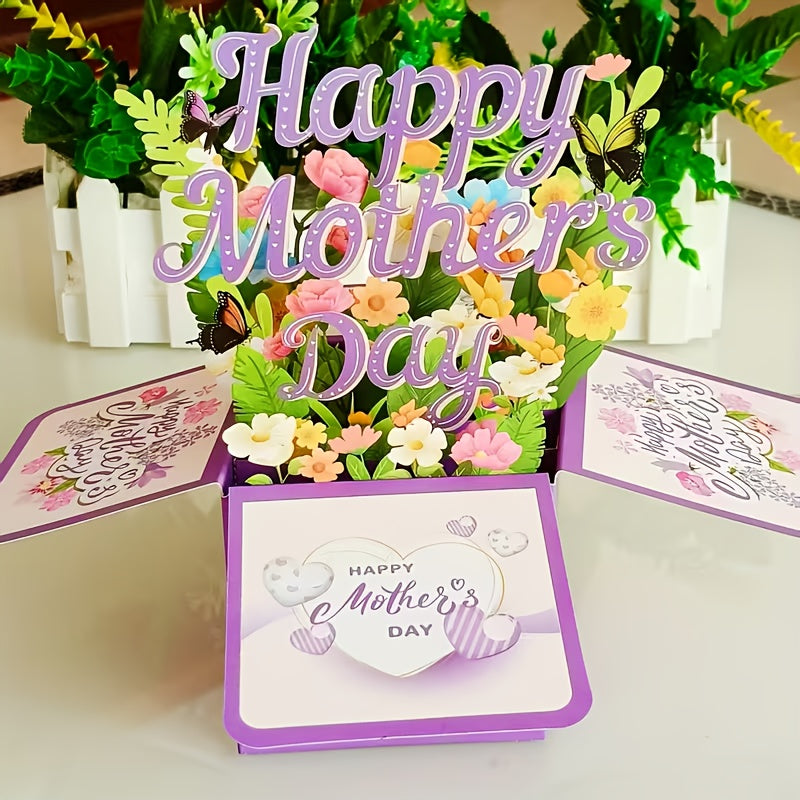 Carte Pop-Up Fleurie 3D pour la Fête des Mères – Décoration et Message pour Femme