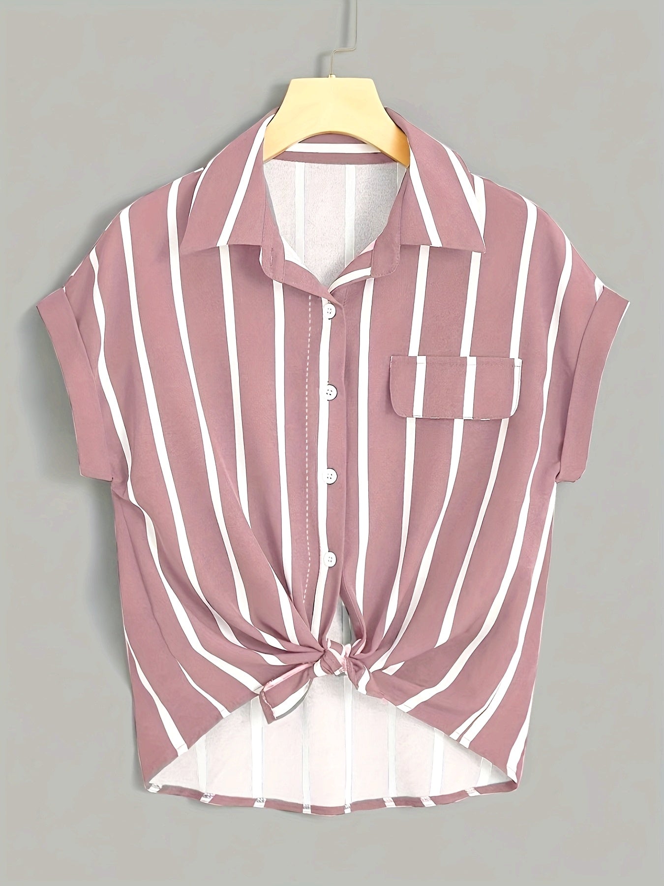 Chemise nouée à rayures style élégant pour femme - idéale pour l'été