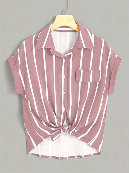 Chemise nouée à rayures style élégant pour femme - idéale pour l'été