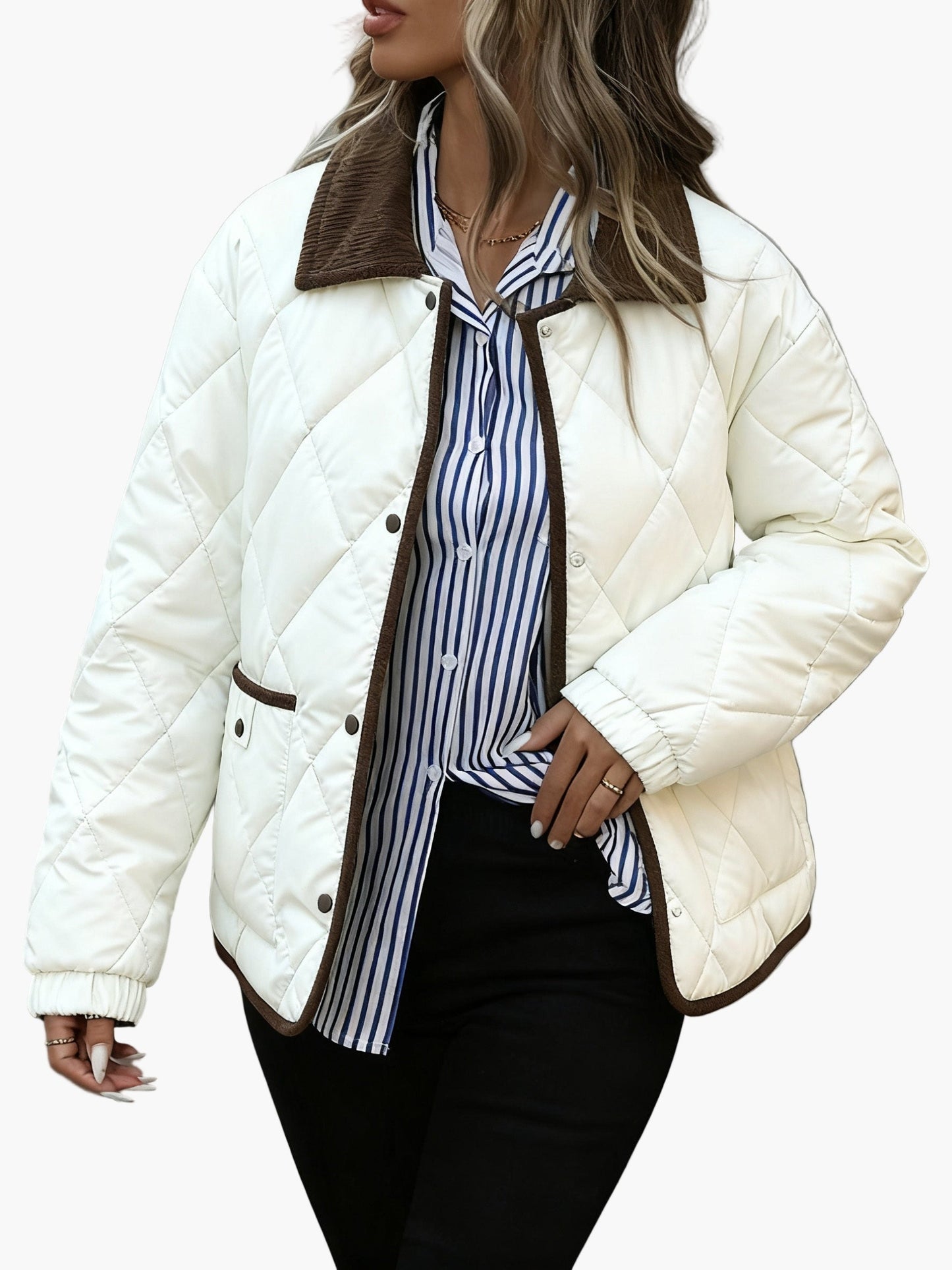 Gesteppte Damenjacke im Vintage-Stil, ideal für Herbst und Winter