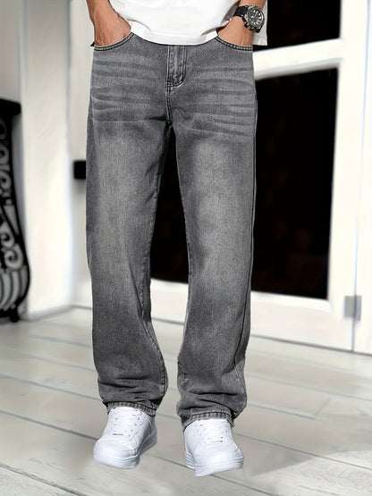 Klassieke rechte jeans voor heren, ruime pasvorm, dagelijks gebruik, stedelijke stijl