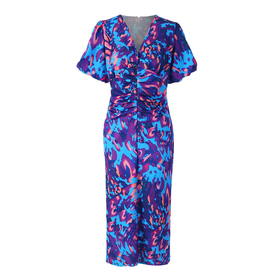 Robe longue élégante à manches bouffantes pour femme - Style tendance soirée et événement