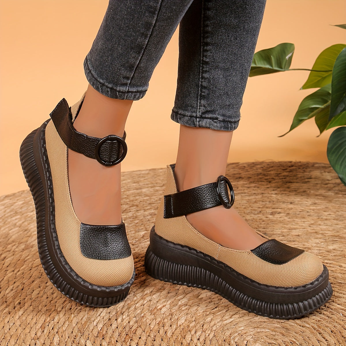 Chaussures bateau vintage pour femme à bout rond et bride boucle – Style décontracté