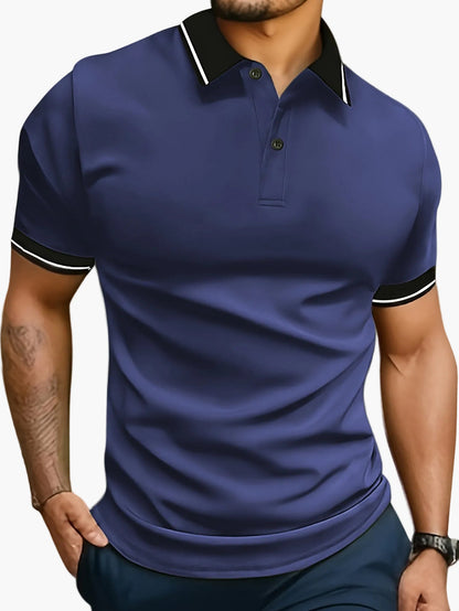 Polo casual da uomo con colletto a contrasto – Stile moderno e versatile