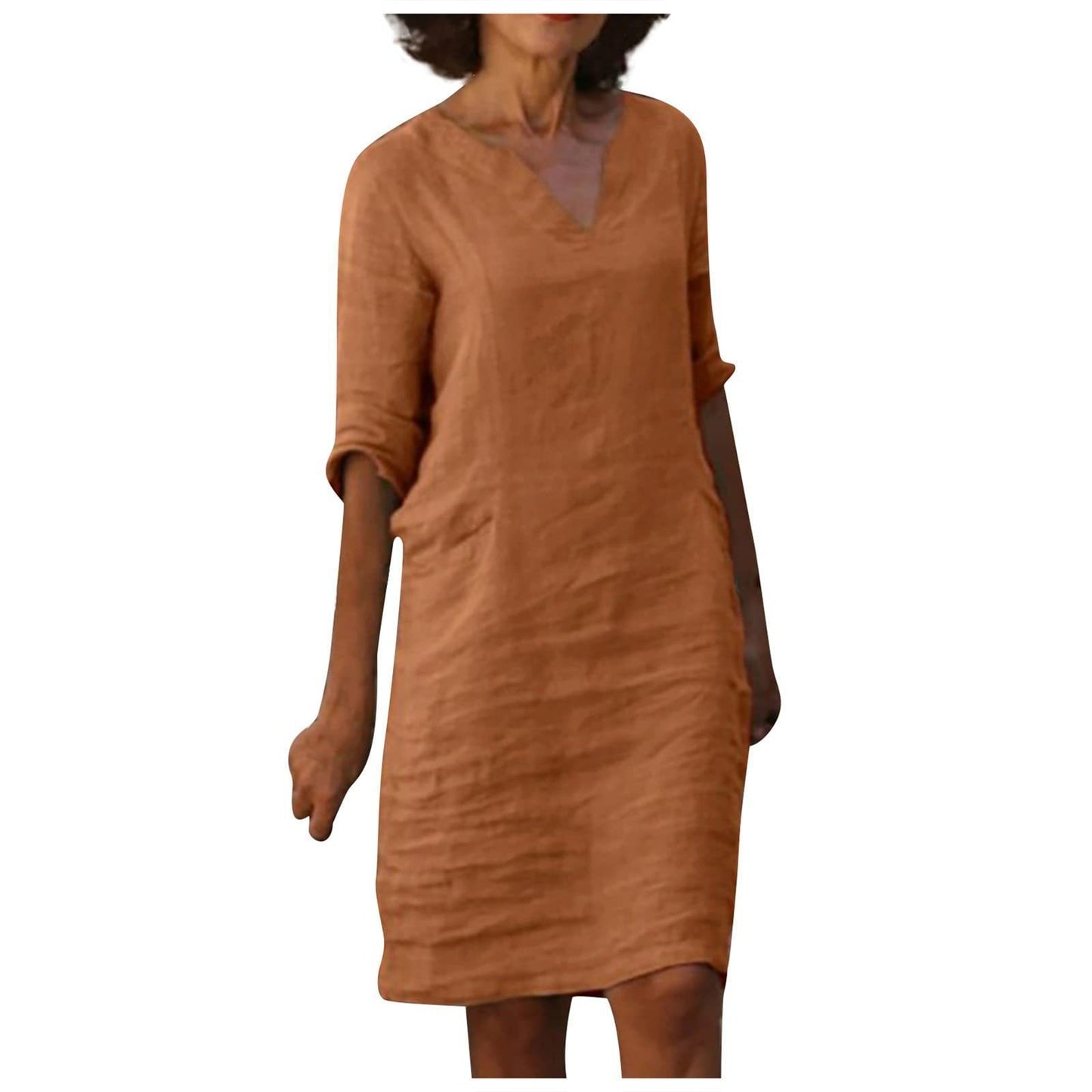 Robe décontractée rétro pour femme, manches mi-longues, style artistique, grande taille, multi-couleurs
