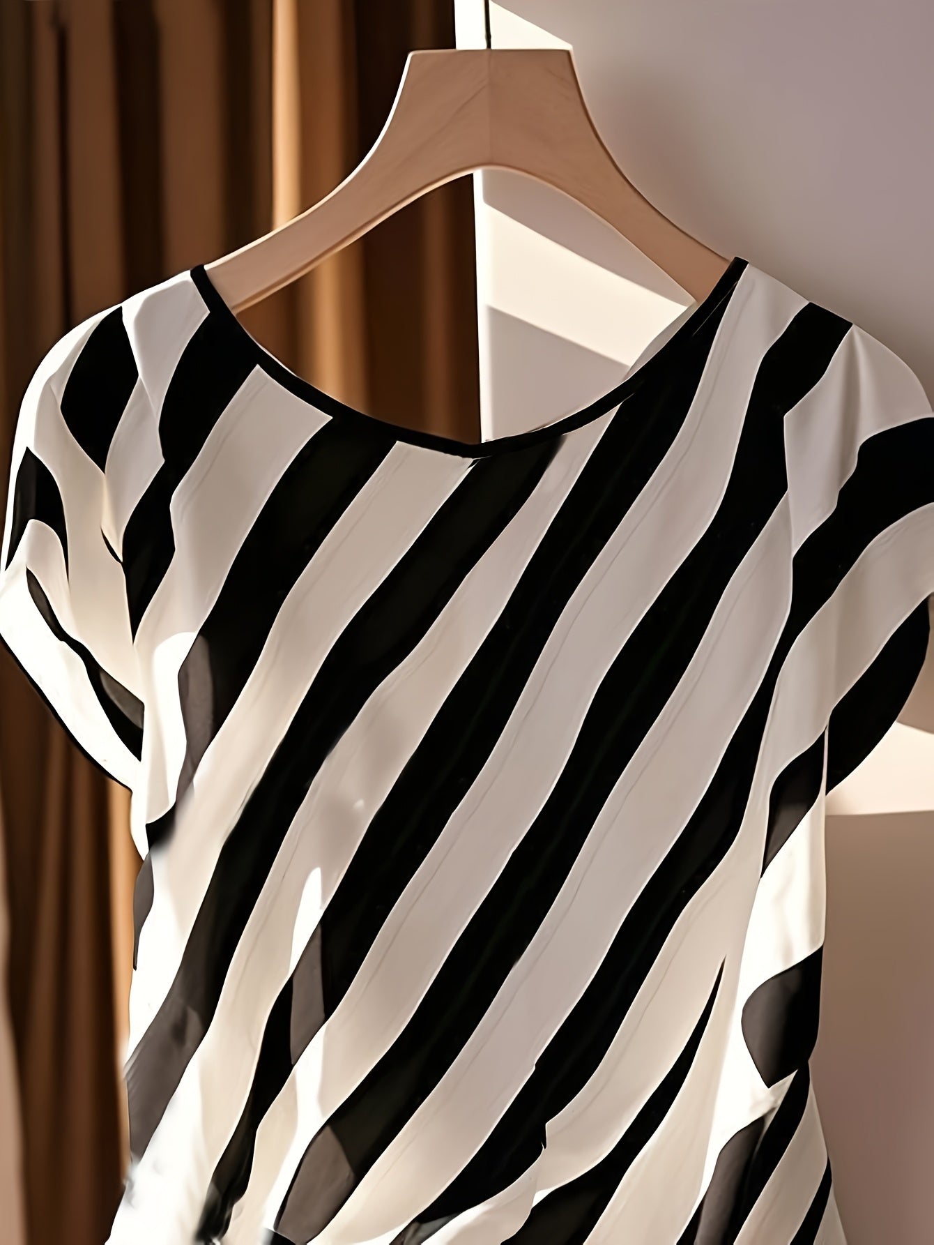 Elegant Women's Blouse with Bohemian Pattern for Spring/Summer, Asymmetric Style with Decorative Bow