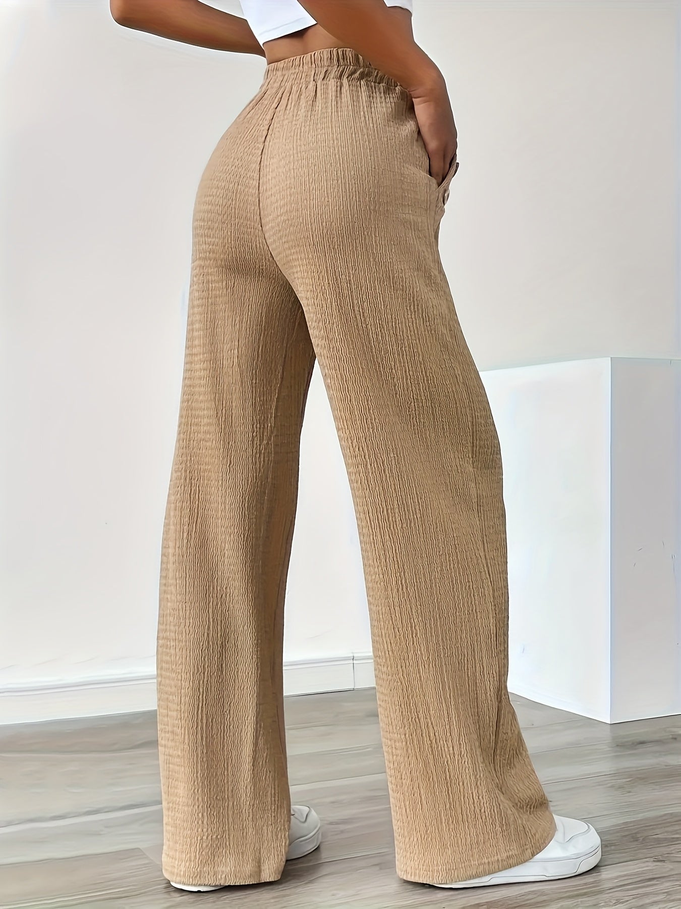 Pantalon décontracté droit taille haute pour femme - Style urbain chic et confortable