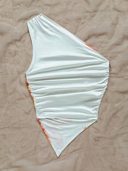 Body une épaule motif floral style élégant pour femme – Idéal printemps/été