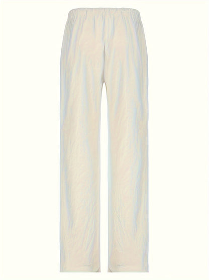 Pantalon large décontracté femme taille haute à jambes droites pour look urbain chic