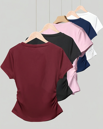 T-shirt basique femme style décontracté à manches courtes pour le quotidien