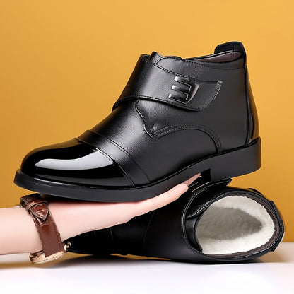 Chaussures montantes homme noires avec bout verni et patte auto-agrippante