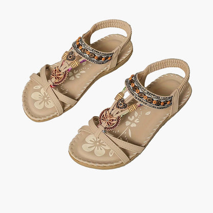 Boheme-sandaler til kvinder med pynt og ankelrem – afslappet chic stil
