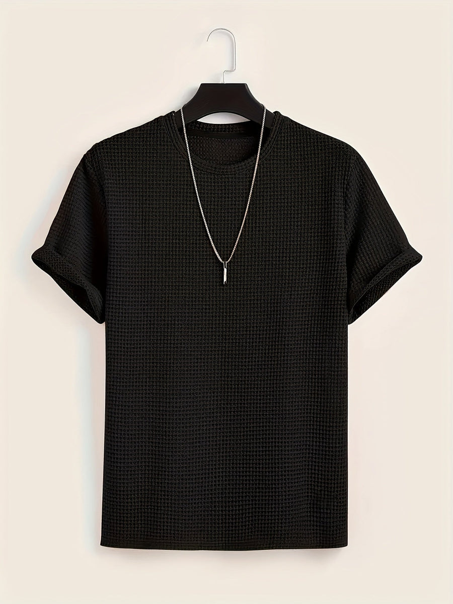 T-shirt décontracté à manches courtes pour homme style moderne avec texture ajourée