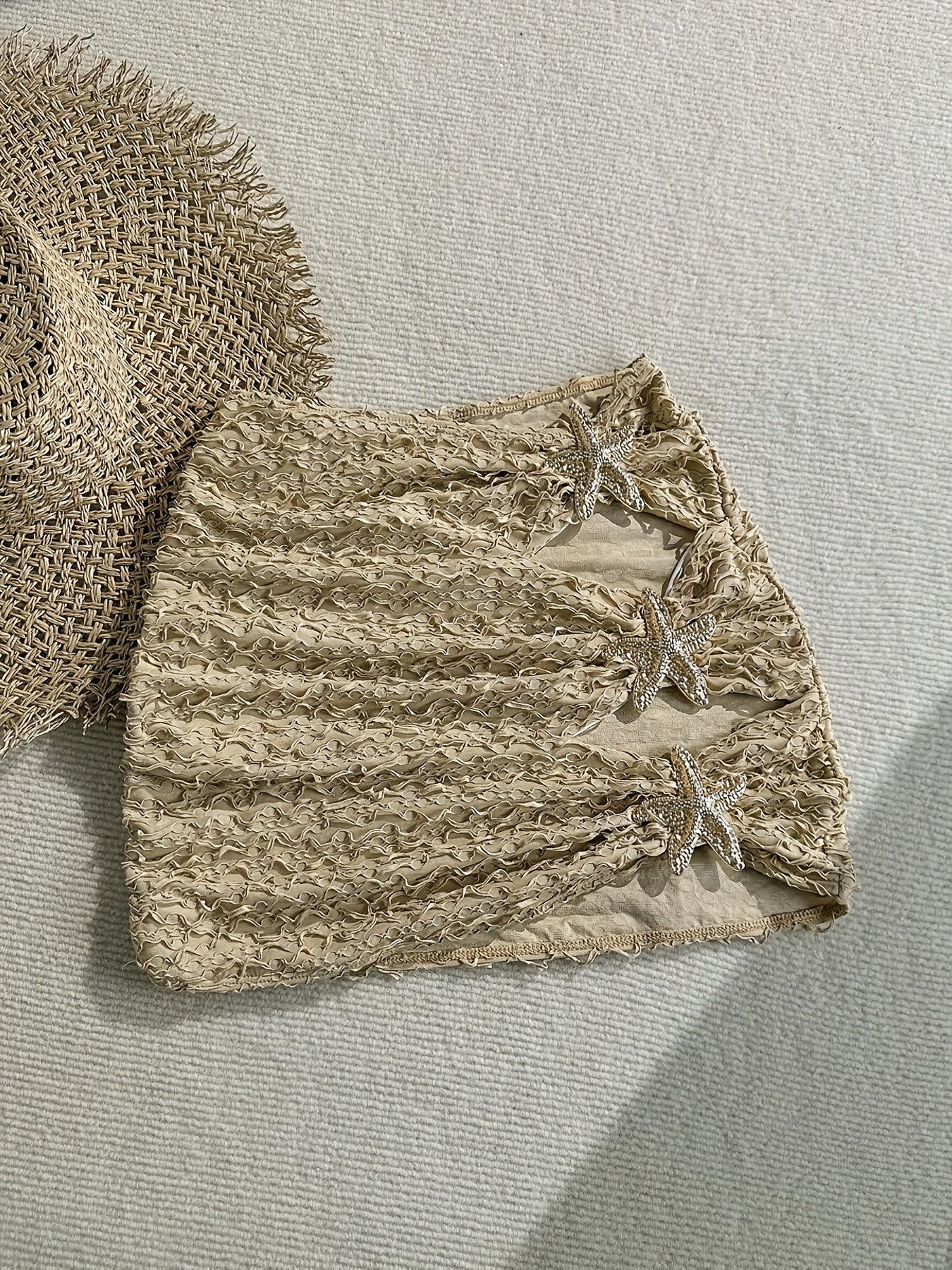 Mini beach skirt with starfish details for women, chic coastal style