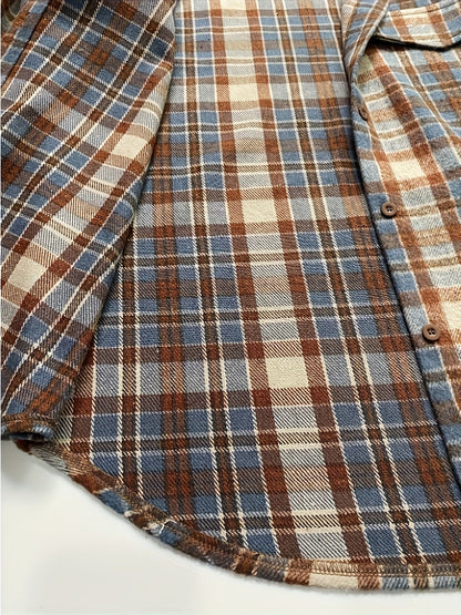 Surchemise à carreaux oversize Femme marron beige bleue décontractée