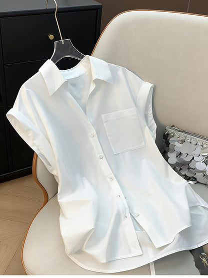 Chemisier sans manches pour femme coupe décontractée style bureau chic